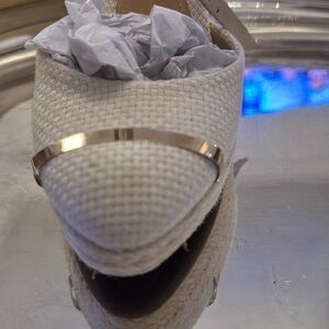 SCHUTZ White Woven Wedges with Metallic Detail